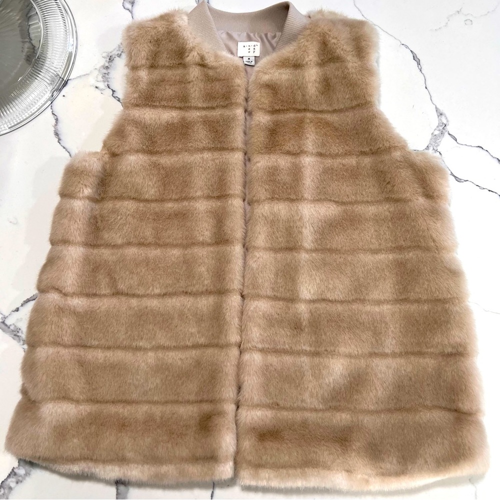 Faux Fur Vest Tan Size Medium